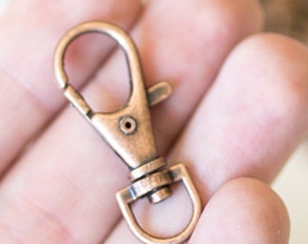 10 draaibare karabijnsluitingen - koper - sleutelhangers - 13 x 35 mm - benodigdheden voor het maken van sieraden - ONMIDDELLIJK verzonden - A504
