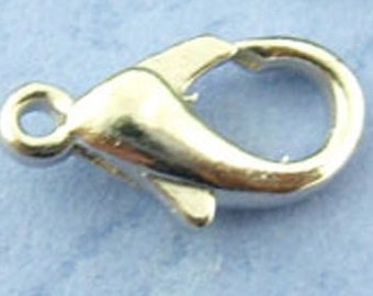 25 Lobster Clasps - Antique Silver - 12x6mm - Jewelry Making Supplies - Ships IMMEDIATELY from USA - FC99
