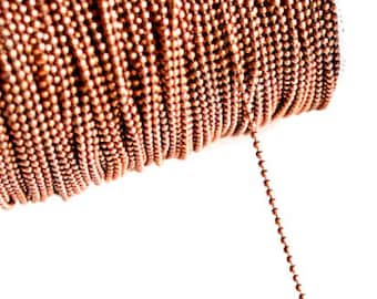 25' Copper Ball Chain - 2mm - Lead & Nickel FREE - 7 Meters - Jewelry Making Supplies - Ships IMMEDIATELY - CH682-25