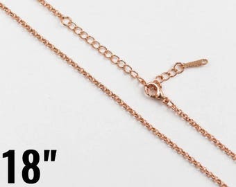 18K Rose Gold Necklace - Rolo Chain - 18" - 2x0.4mm - Jewelry Making Supplies - Ships IMMEDIATELY from USA - CH812