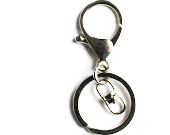 10 Key Chains - Antique Silver - Swivel Lobster Clasps - 68x30mm - FAST Ship - Jewelry Making Supplies - A557a