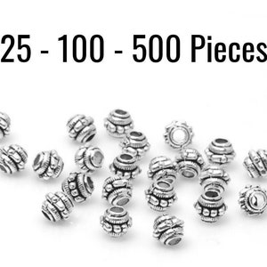 Rondelle Spacer Beads - Antique Silver - 5x3mm - 25 - 100 - 500 Pieces - Ships IMMEDIATELY from USA - B1467