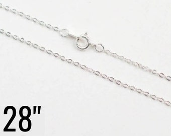 Silver Necklaces - PETITE & DAINTY - Flat Link Cable Chain - 2x1.5mm - 28" - 1 - 10 - 50 Pieces - Fast - Jewelry Making Supplies - CH972