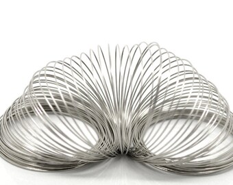 200 Memory Wire Loops - Beading Wires for Bracelets or Earrings - Antique Silver - 55mm - 60mm - Ships IMMEDIATELY from California - T55