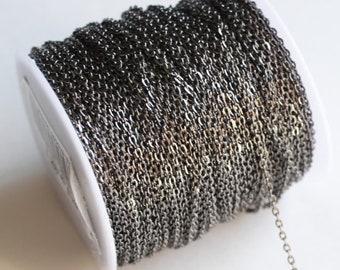 165' Gunmetal Chain - 3x2mm - Cable Chain - 165 Feet - 50M - Ships IMMEDIATELY - Jewelry Making Supplies  - CH594-165