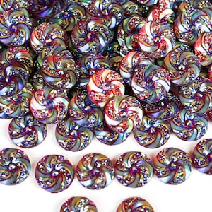 Swirl Cabochons 16 mm - Irisierende Strass Wirbel - Rot Lila Blau - 10 - 20 - 50 - 100 Stück - Schmuckherstellung Zubehör - C415