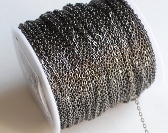 100' Gunmetal Chain - 3x2mm - Cable Chain - 30M - Jewelry Making Supplies - Ships IMMEDIATELY - CH594-100