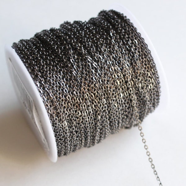 25' Gunmetal Chain - 3x2mm - Cable Chain - 25 Feet - 7M -  Ships IMMEDIATELY from California - CH594-25