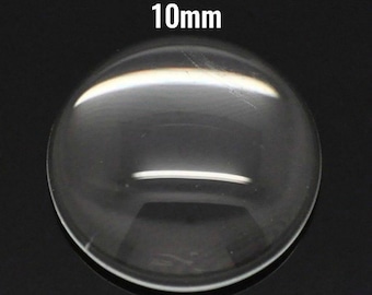 10mm Glass Cabochons - Clear Dome Seals - 10 - 50 - 100 - 200 Pieces - Jewelry Making Supplies - Ships IMMEDIATELY from USA - C183