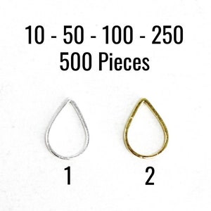 Teardrop Pendants - U Pick Either Silver or Gold Plated - Double Sided - 11x7mm - 18 Gauge - 10 - 50 - 100 - 250 - 500 Pieces - SC1633