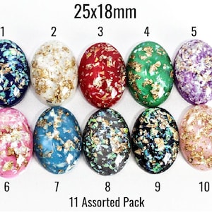 Cabochons en aluminium 25 x 18 mm - U PICK - Feuille d'or - Ovales - 2 - 10 - 20 - 50 pièces - Expédié immédiatement depuis les États-Unis - C622