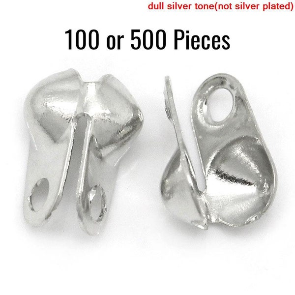 Calottes en argent - Antique - Connecteurs de chaîne à billes pour chaîne de 3 à 3,2 mm - 8x4 mm - 100 ou 500 pièces - FAST - Fournitures de fabrication de bijoux - F565