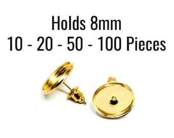 10-20 High Quality COPPER FREE Backs Ships IMMEDIATELY Holds 8mm 8mm Earring Trays Gunmetal 50-100 Pieces EF231