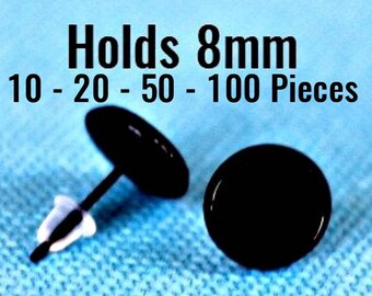 10-20 High Quality COPPER FREE Backs Ships IMMEDIATELY Holds 8mm 8mm Earring Trays Gunmetal 50-100 Pieces EF231