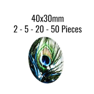 Cabochões de penas 40x30mm - Penas de pavão - Ovais - 2 - 5 - 20 - 50 peças - Envio IMEDIATAMENTE - Suprimentos para fabricação de joias - C868