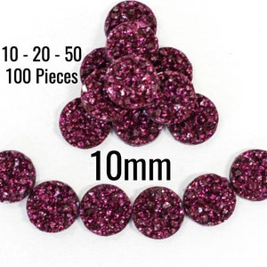 Cabochon Druzy da 10 mm - CHUNKY - Prugna Vino - Colore AB - 10 - 20 - 50 - 100 pezzi - Forniture per la creazione di gioielli - Spedizione IMMEDIATA - C753