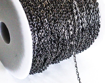 25' Cable Chain - Gunmetal - Flat Links - 5x3mm - 25 Feet - Jewelry Making Supplies - Ships IMMEDIATELY - CH981-25