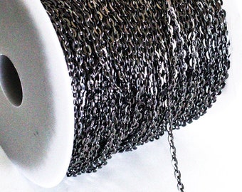 100' Cable Chain - Gunmetal - Flat Links - 5x3mm - 100 Feet - Jewelry Making Supplies - Ships IMMEDIATELY - CH981-100