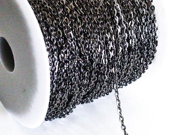 165' Cable Chain - Gunmetal - Flat Links - 5x3mm - 165 Feet - 50M - Jewelry Making Supplies - Ships IMMEDIATELY - CH981-165