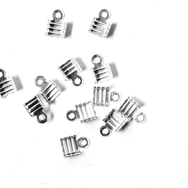 Silver Crimp End Caps with Loops - 7x5mm - 100 Pieces - Jewelry Making Supplies - Silver Plated - Fast Shipping - F570