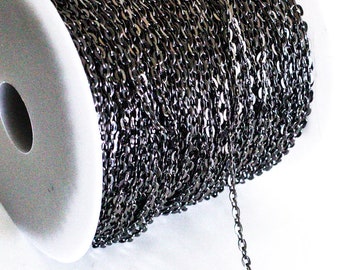 3' Cable Chain - Gunmetal - Flat Links - 5x3mm - 3 Feet - Jewelry Making Supplies - Ships IMMEDIATELY - CH981-03