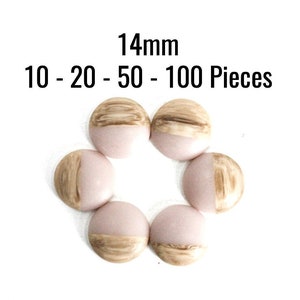 14mm Holz Resin Cabochons - Rosa Harz & Holz - 10 - 20 - 50 - 100 Stück - Schmuckherstellung Zubehör - Versand SOFORT - C698