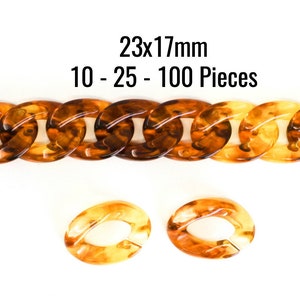 Tortoise Shell Links - Curb Chain - Twist - 23x17mm - 10 - 25 - 100 Pieces - Jewelry Making Supplies - Ships IMMEDIATELY - CH932