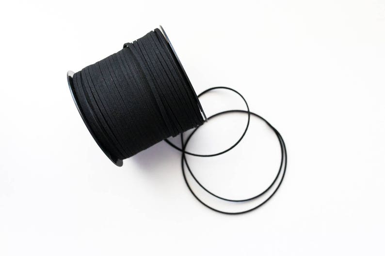 Ships IMMEDIATELY from California 3mm Wide CH775 195/' BULK 90M Black Faux Suede Cording