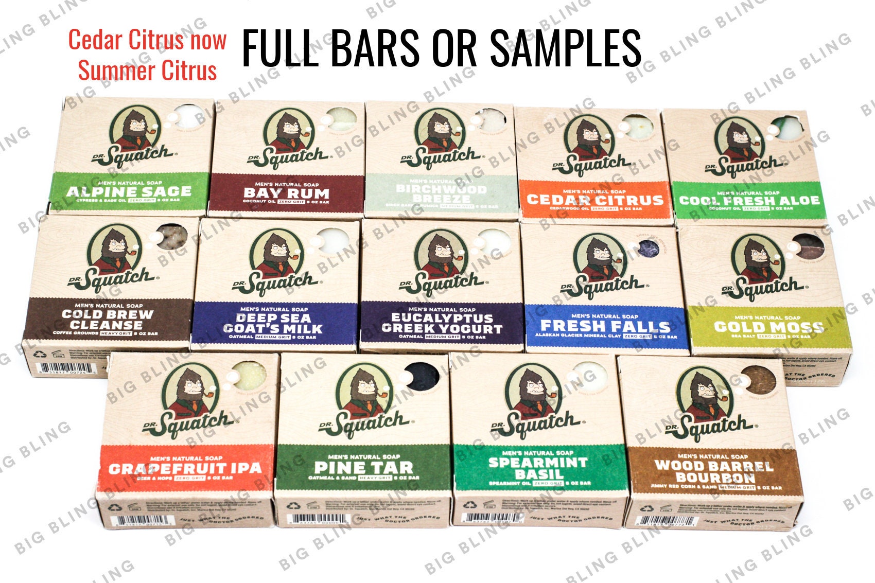 Dr. Squatch All Natural Bar Soap for Men, 5 Bar Variety Pack - Alpine Sage,  Bay Rum, Bourbon, Eucalyptus and Goat's Milk