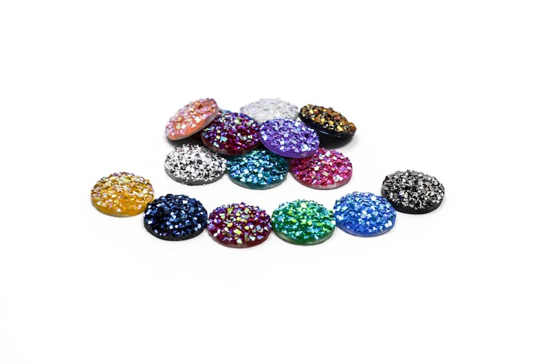 Flat Backs BULK Assorted 100 Cabochons 12mm C534b Ships IMMEDIATELY from California Druzy