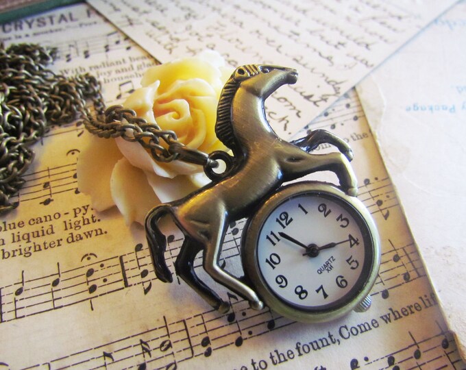 1pc Antique Bronze Horse Pocket Watch 65x37mm Ships Etsy