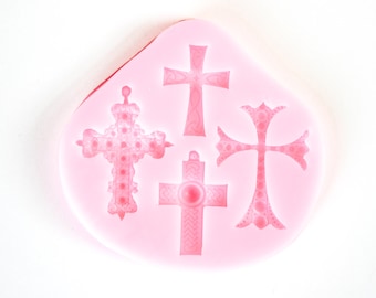 4 Cross Molds - 1 Tray - Candy - DIY Projects - Soaps - Etc. - Jewelry Making Supplies - Ships IMMEDIATELY - M11