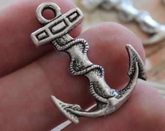 SALE Anchors Charms - Antique Silver - 32x24mm - 5 - 20 - 50 Pieces - Ships IMMEDIATELY from USA - SC199