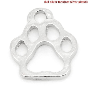 100 Paw Charms - BULK - Antique Silver - Bear or Dog Paws - 13x11mm - Ships IMMEDIATELY - Jewelry Making Suoplies - SC1357a
