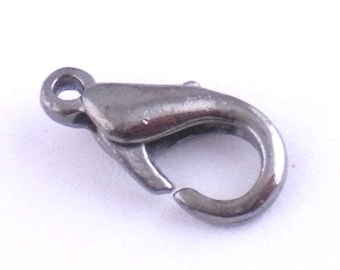 100 Gunmetal Lobster Clasps - BULK - 12x6mm - Jewelry Making Supplies - Ships IMMEDIATELY - FC14a