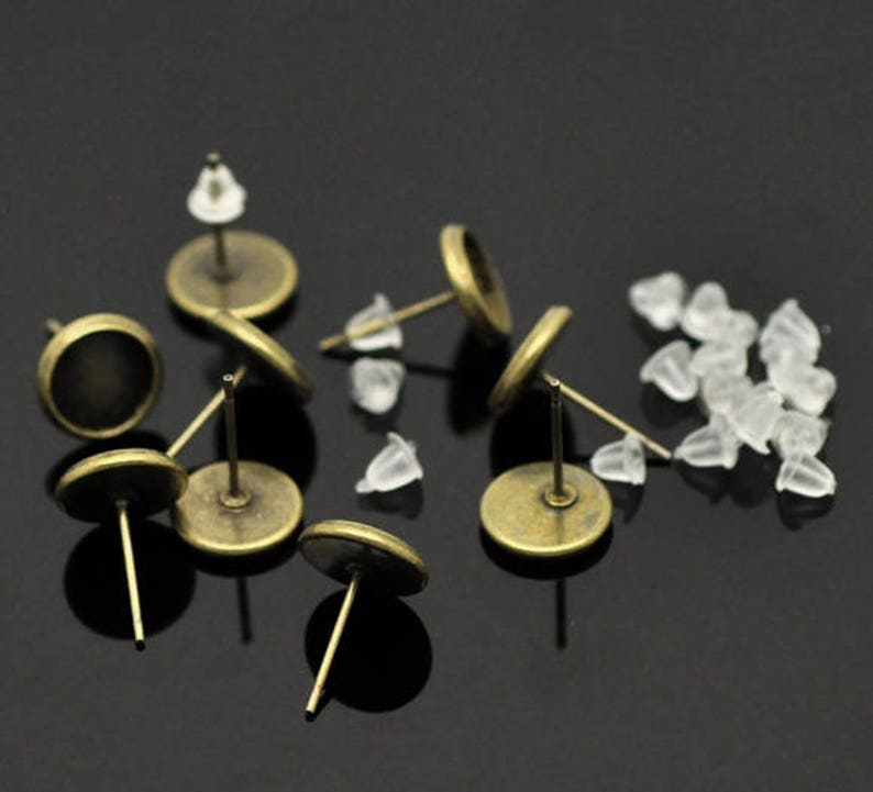50-100 Pieces FREE Backs Holds 10mm EF141 Bronze Earring Trays Ships IMMEDIATELY from California Antique Bronze 10-20