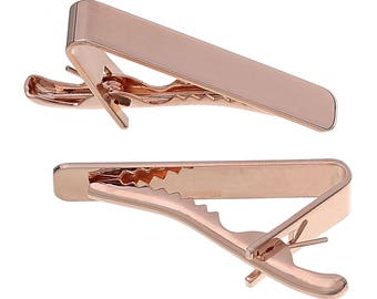 1 Tie Bar - COPPER Material HIgh Quality - Rose Gold - 41x9mm - Mens Fashion Necktie Clip - Jewelry Making Supplies - FAST Ship - A578