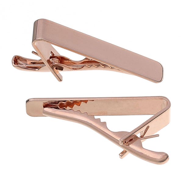 1 Tie Bar - COPPER Material HIgh Quality - Rose Gold - 41x9mm - Mens Fashion Necktie Clip - Jewelry Making Supplies - FAST Ship - A578