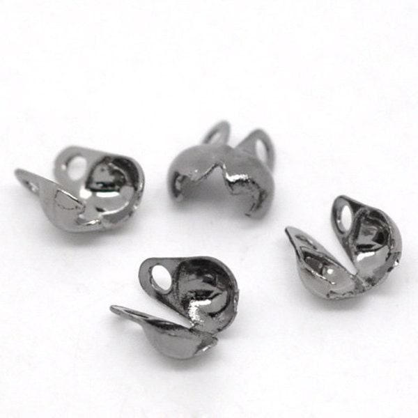1000 Gunmetal Calottes - WHOLESALE - Ball Chain Connecter Clasps 4.5x4mm(Fits 2mm ball chain) - Ships IMMEDIATELY  from California - F18a