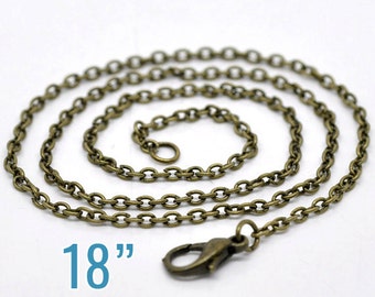 4 Bronze Necklaces - Cable Chains - 2x3mm - 18" - Ships IMMEDIATELY from California - CH406