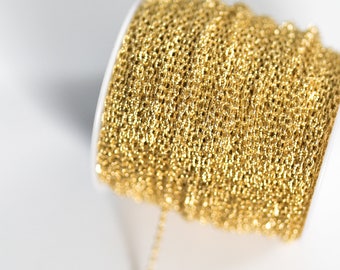 330ft Textured Cable Chain Spool - 4x3mm - Gold - 100M - Jewelry Making Supplies - Ships IMMEDIATELY - CH758