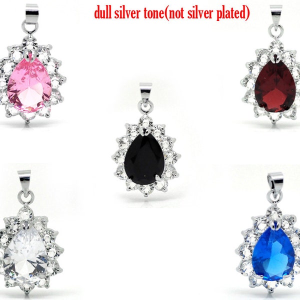 Rhinestone Charms Faceted Teardrop Glass - 29x17mm - 5pcs -  Ships IMMEDIATELY from California - SC600