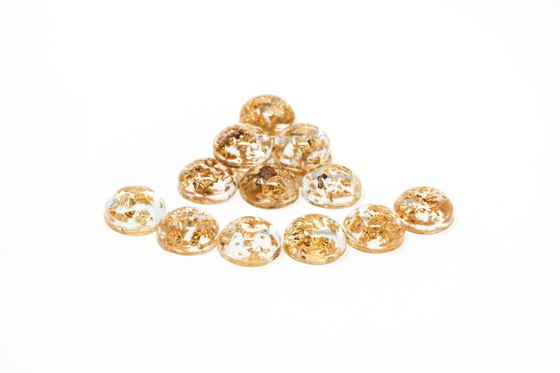 C720 Clear with Gold Foil 10-20 10mm 50-100 Pieces Gold Foil Cabochons Ships IMMEDIATELY from California