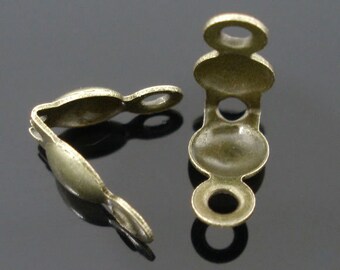 50 Bronze Charlotte Necklace Crimps Bead Tips -WHOLESALE -  Fit 3.2mm Ball Chain - 8x4mm - 50pcs - Ships IMMEDIATELY  - F275