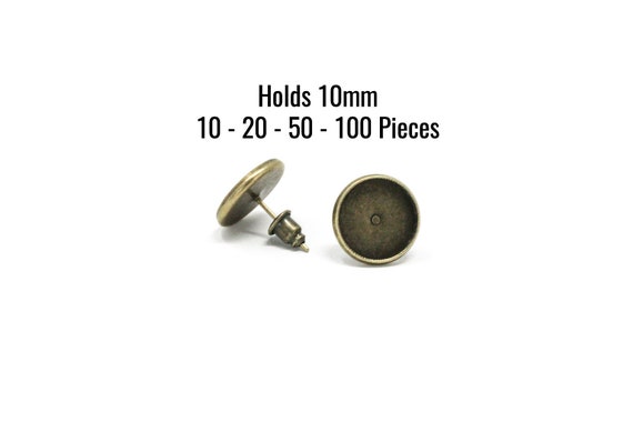 10-20 High Quality COPPER FREE Backs Ships IMMEDIATELY Holds 8mm 8mm Earring Trays Gunmetal 50-100 Pieces EF231
