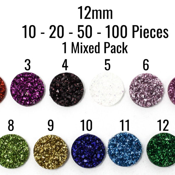 12mm Druzy Cabochons - CHUNKY - U PICK - 10 - 20 - 50 - 100 Pieces - Ships Immediately from USA - C928