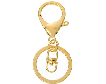 3 Key Rings - Gold Plated - Swivel - Lobster Claw Clasps - 68x30mm - Ships IMMEDIATELY from California - A471