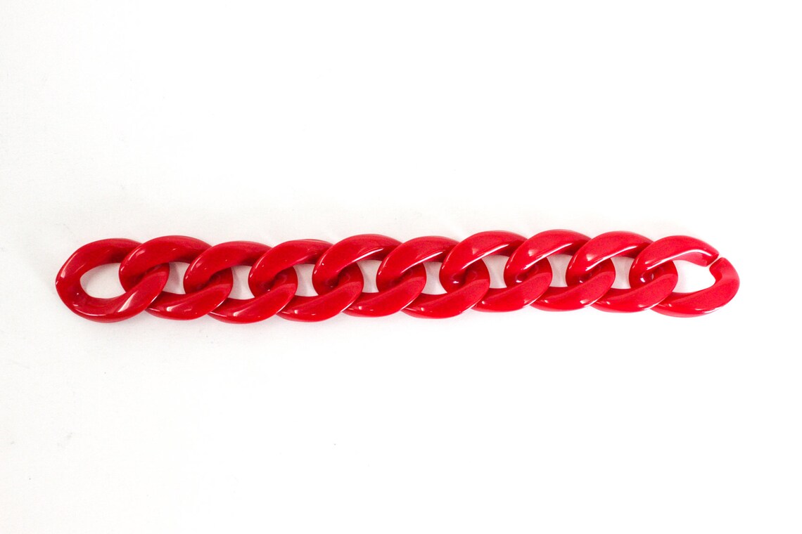 Red Chain Links Curb Chain Twist 24x17mm 10 25 100 Etsy