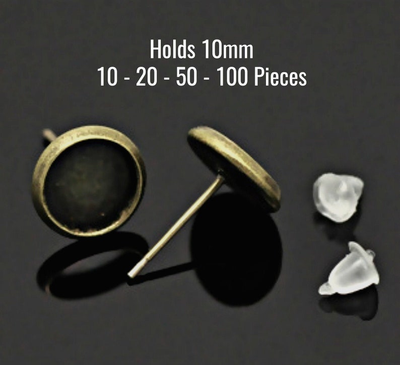 50-100 Pieces FREE Backs Holds 10mm EF141 Bronze Earring Trays Ships IMMEDIATELY from California Antique Bronze 10-20
