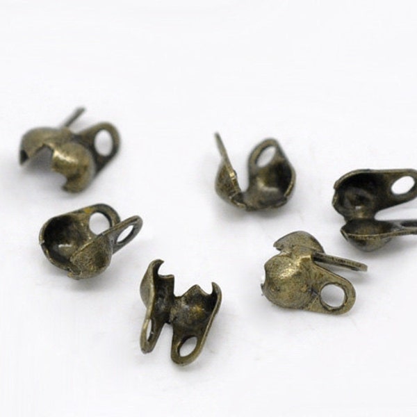 100 Calottes 1.5mm - Ball Chain Connecter Clasps - Antique Bronze - 4x3.5mm - Fits 1.5mm Ball Chain - Ships IMMEDIATELY - F20